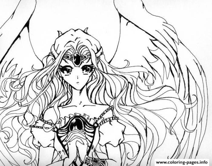 Coloring pages of anime angels girls