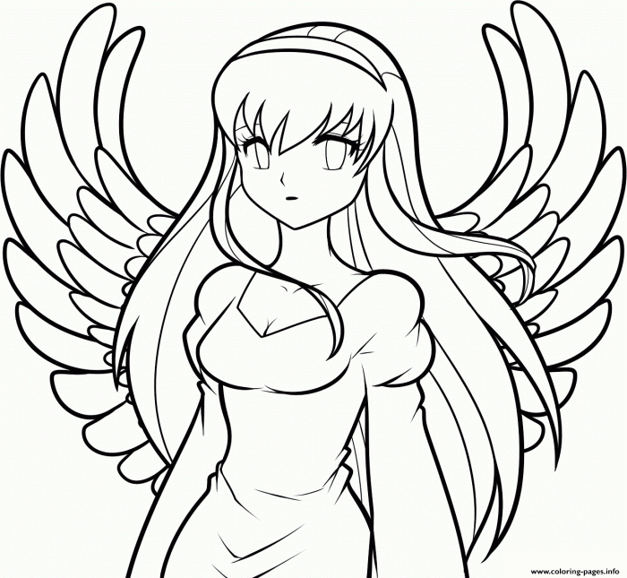 Coloring pages of anime angels girls