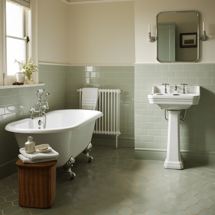 Sage green bathroom decor