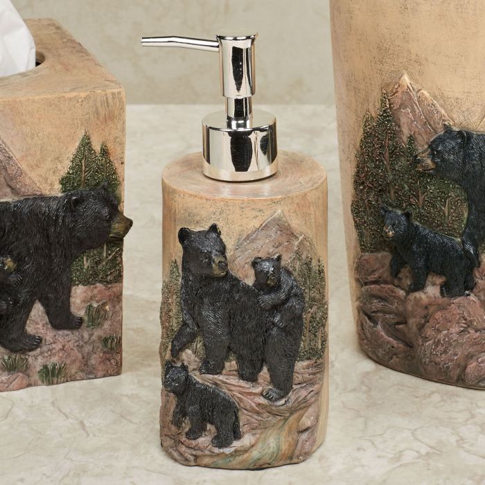 Black bear bathroom decor