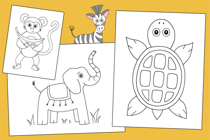 Easy coloring book animals