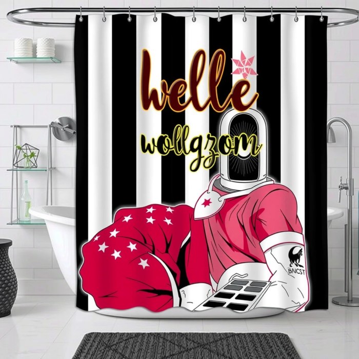 Black white and red bathroom decor