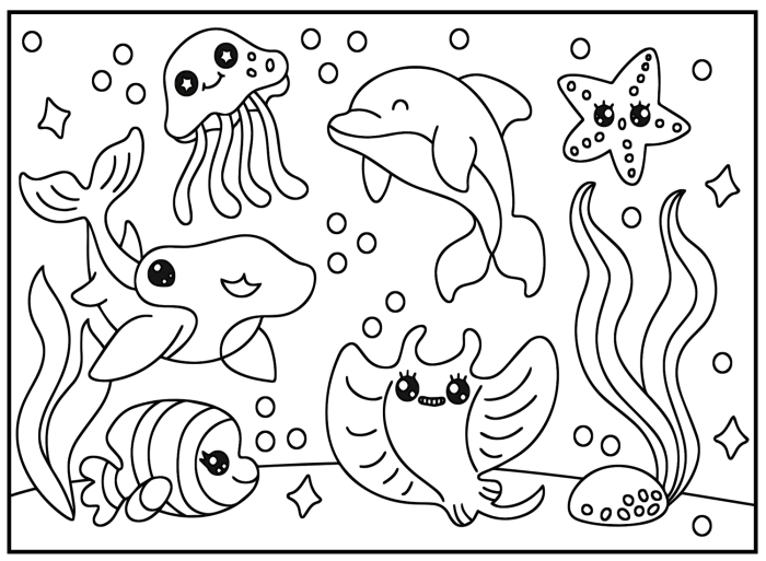 Coloring pages kawaii animals