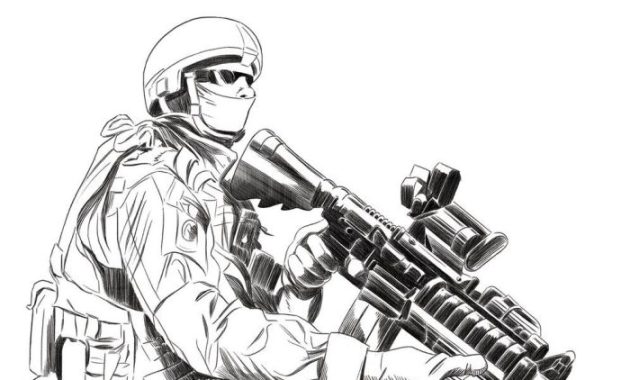 Coloring Pages Simple Easy Soldier Drawing