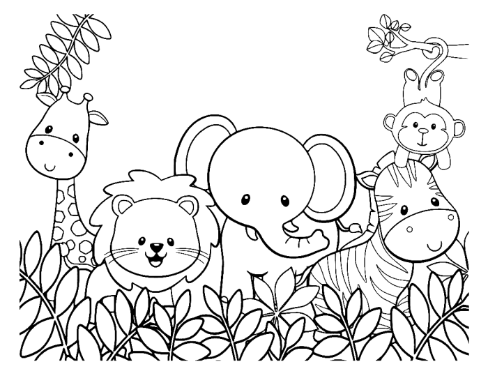 Zoo animals coloring worksheet