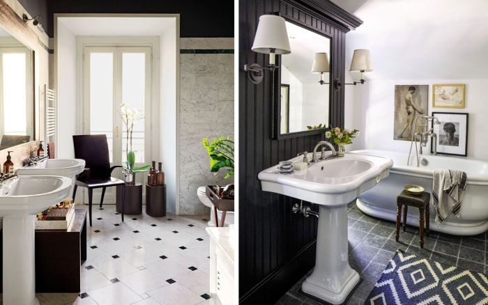 White and black bathroom decor