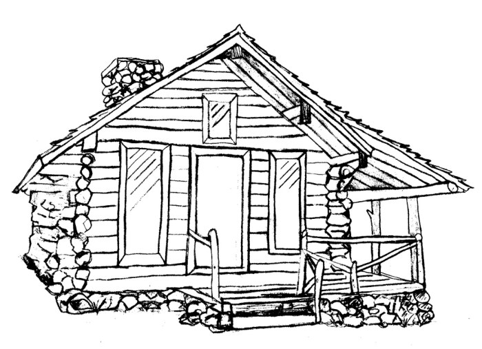 Cabin winter drawing easy