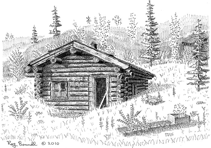 Cabin winter drawing easy