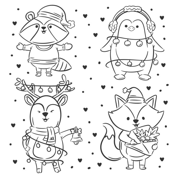 Christmas animal coloring sheets