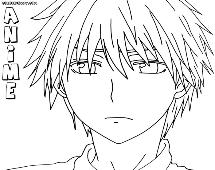 Free coloring printable anime boy