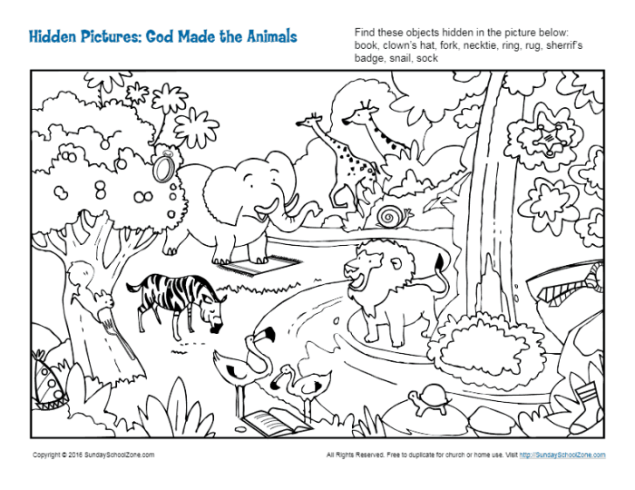 God created animals coloring page