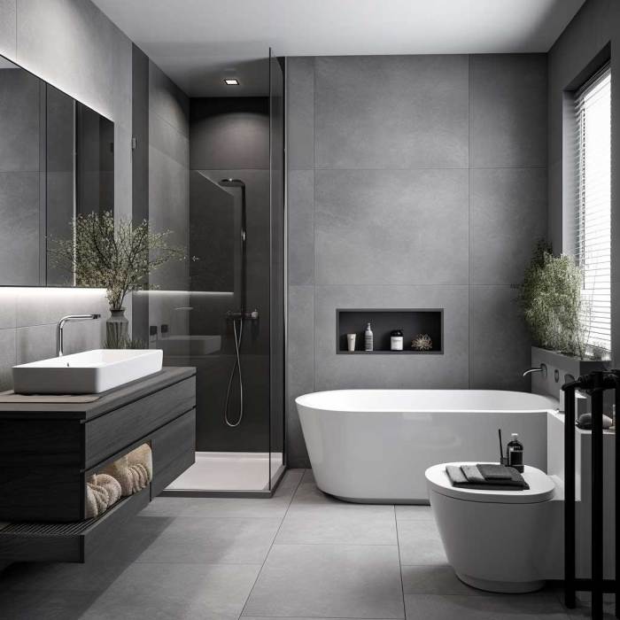 Grey decor for bathroom