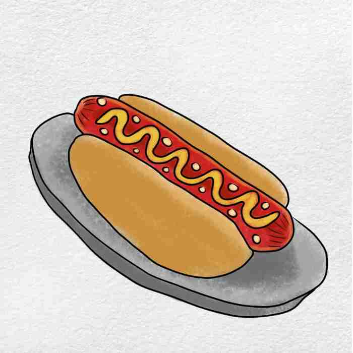 Easy drawing of hot dogs