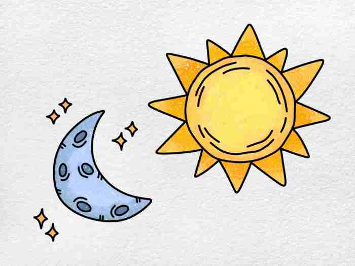 Sun and moon smile drawing easy