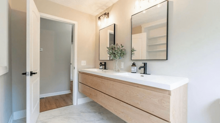 Bathroom vanity floor and decor