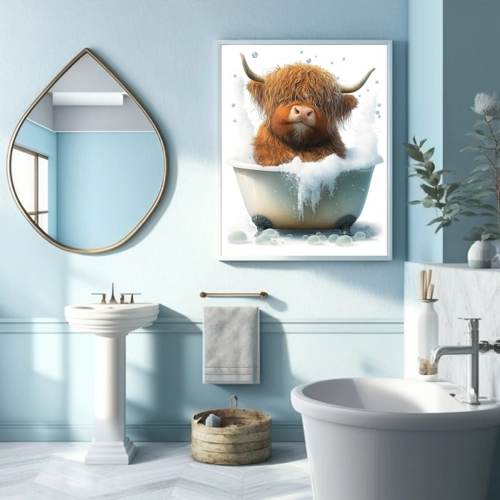 Highland cow bathroom decor