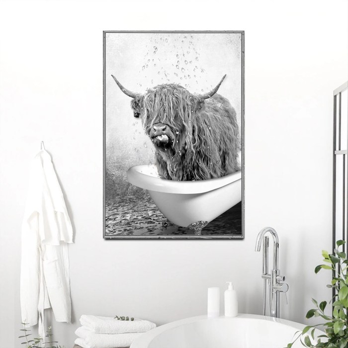 Highland cow bathroom decor