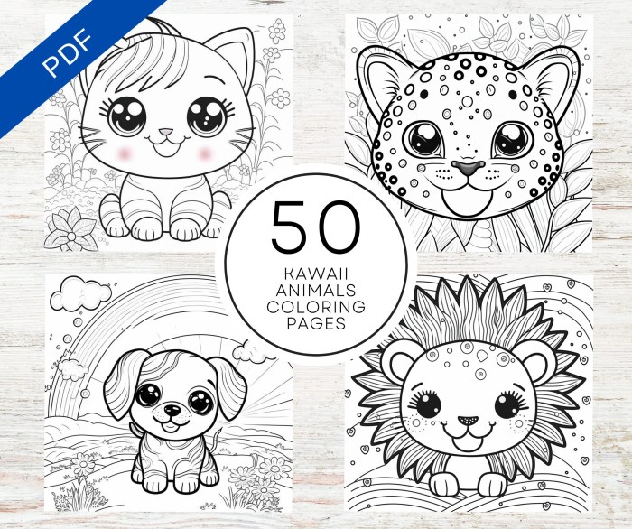 Coloring pages kawaii animals