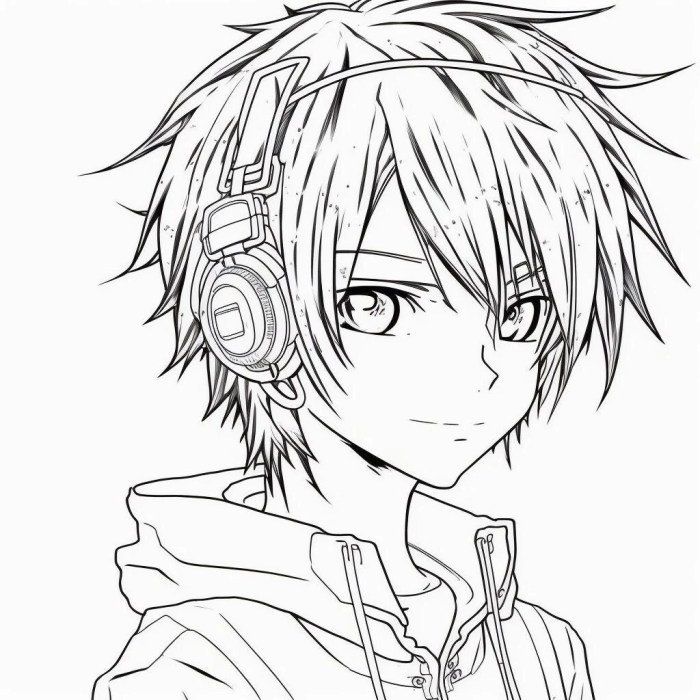 Free coloring printable anime boy