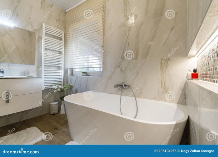 Beige and white bathroom decor