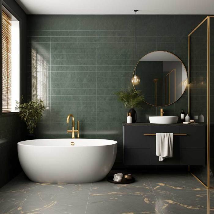 Dark green bathroom decor