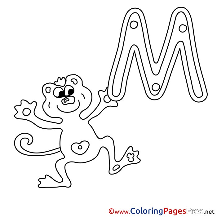 Animal alphabet monkey coloring pages printable