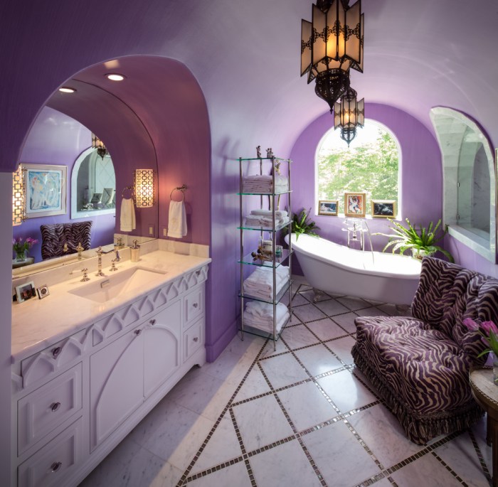 Purple and black bathroom decor