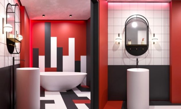 Black White and Red Bathroom Decor