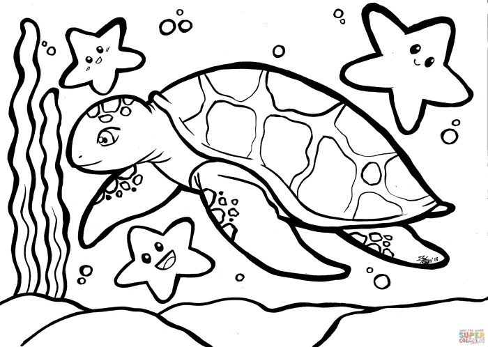 Free coloring pages of animals sea turtle