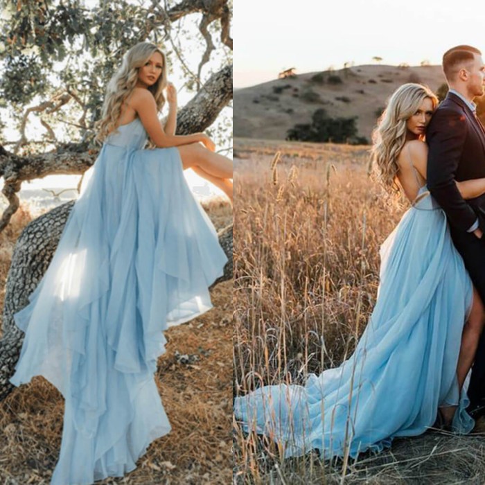 Blue beach wedding dresses