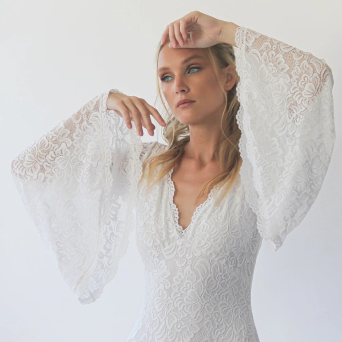 Boho bell sleeve wedding dress