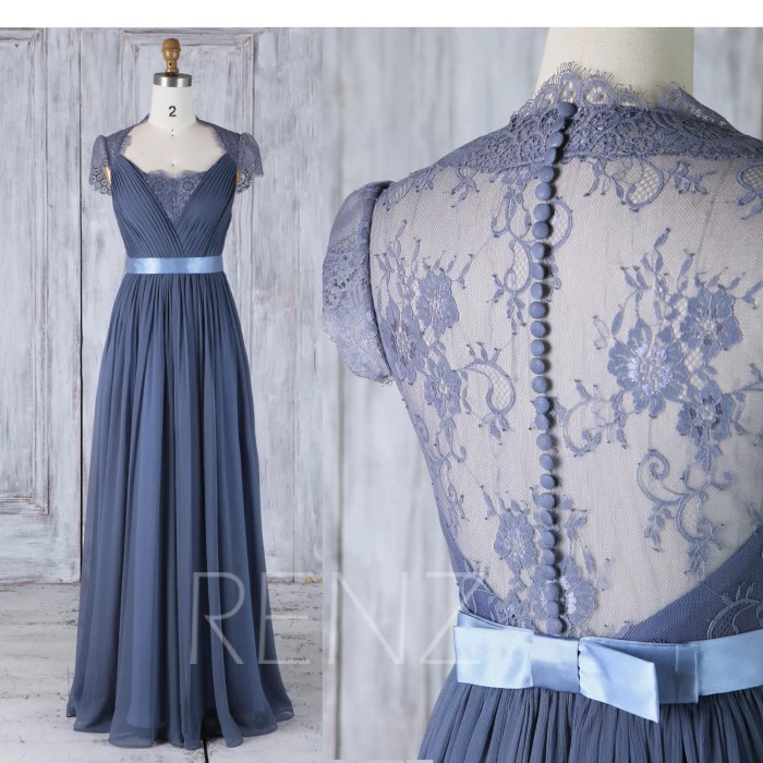 Blue wedding dress lace