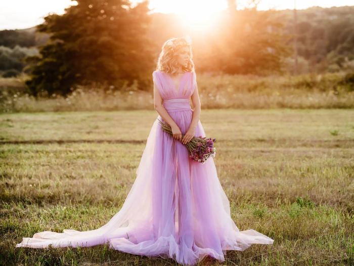 Wedding purple dress day