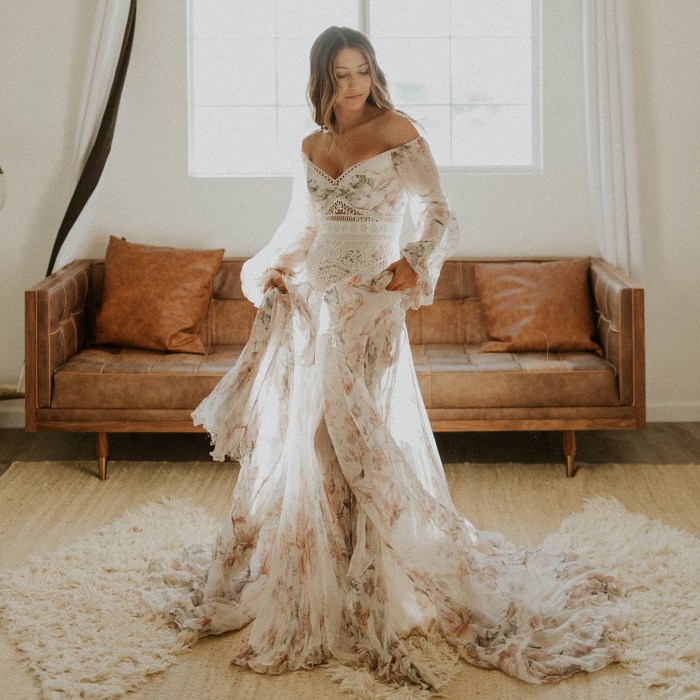 Boho chic wedding guest dress